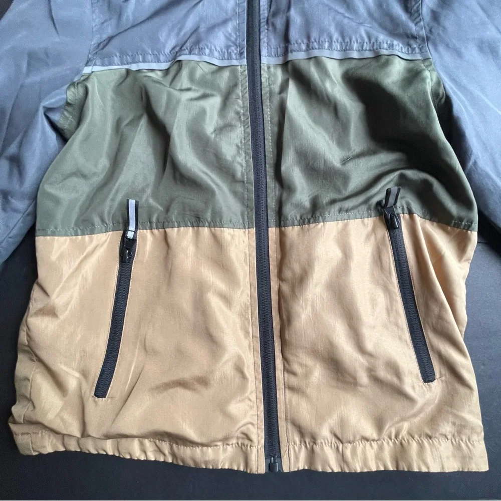 Kids Small Jacket Distortion Grew Lightly Lines Zip up Windbreaker Hoodie Cabin